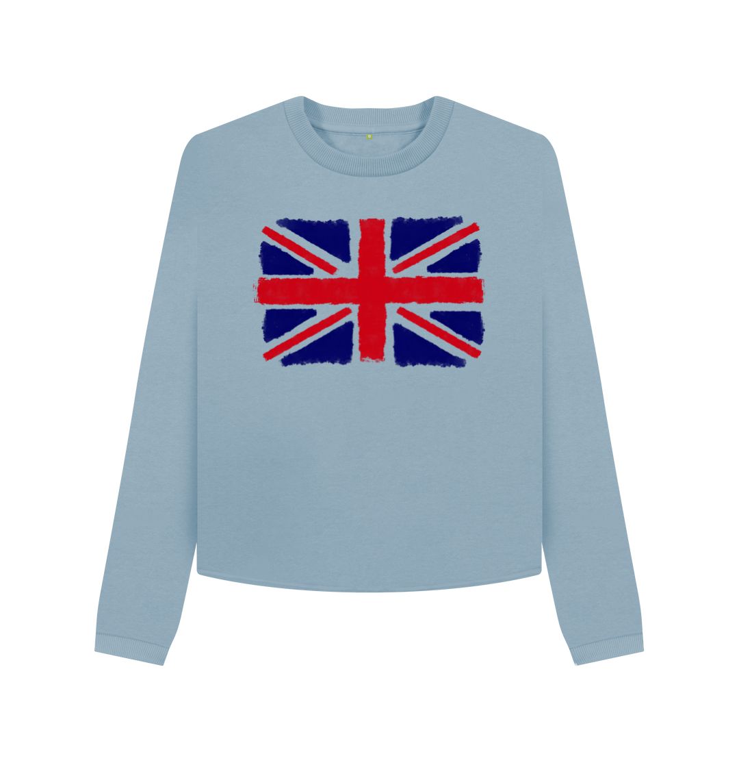 Stone Blue Union Jack Women's Boxy Jumper