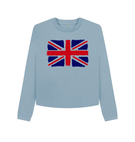 Stone Blue Union Jack Women's Boxy Jumper