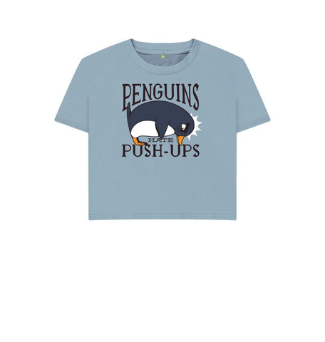 Stone Blue Penguins Hate Push-Ups Women's Boxy Tee