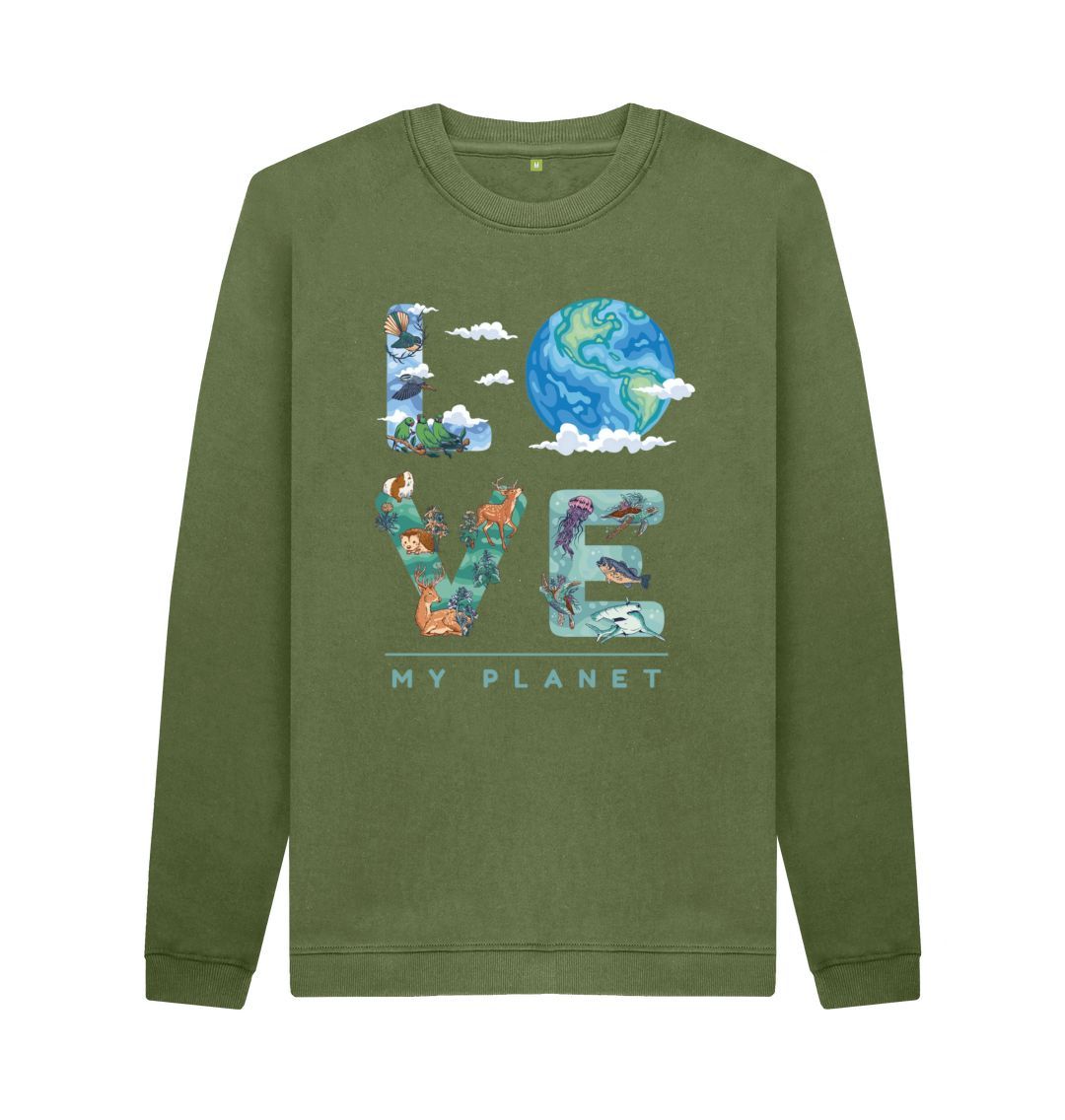 Khaki Love My Planet Men's Crew Neck Sweater