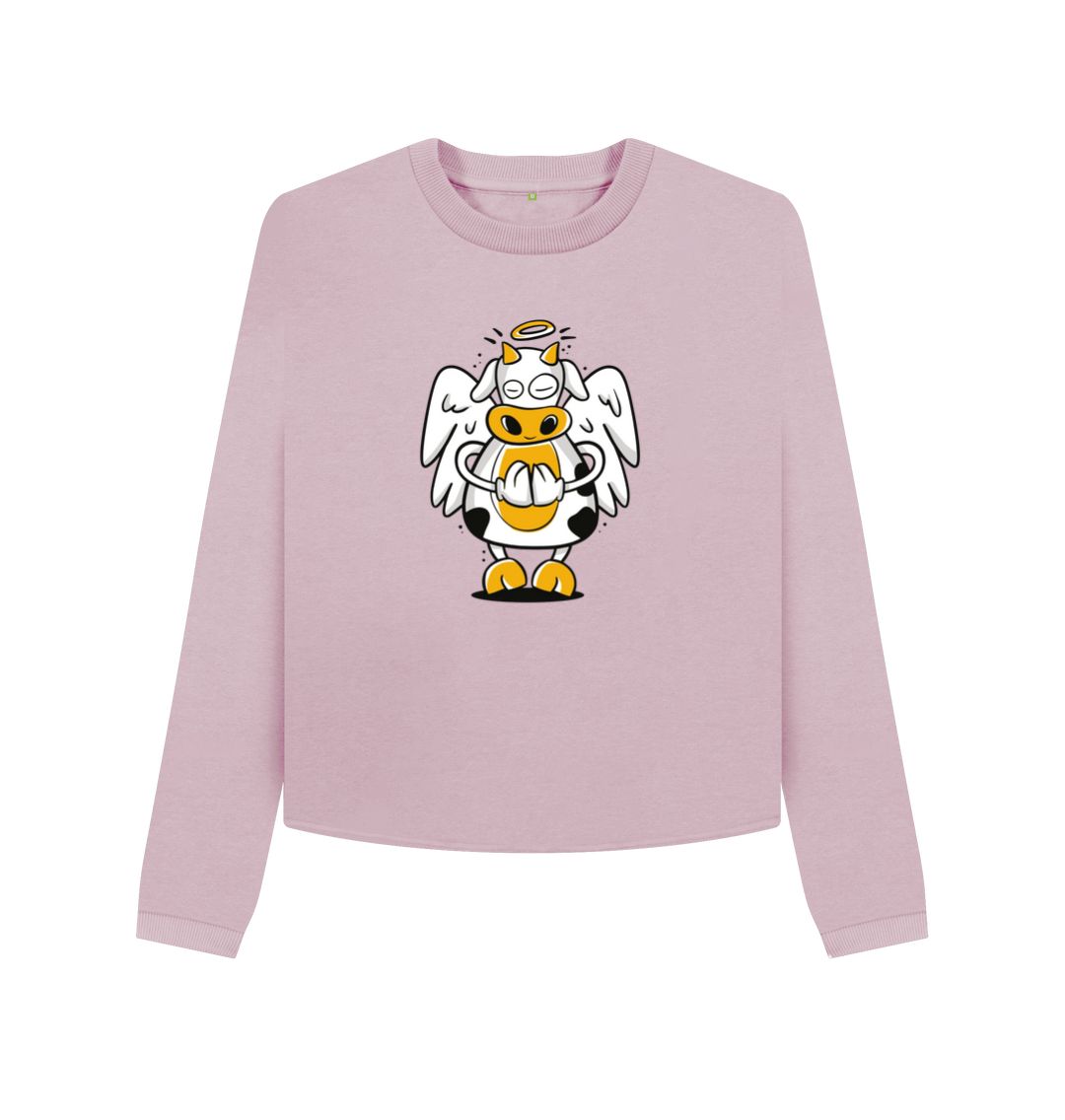 Mauve Angelic Cow Women's Boxy Jumper
