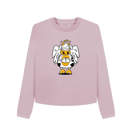 Mauve Angelic Cow Women's Boxy Jumper
