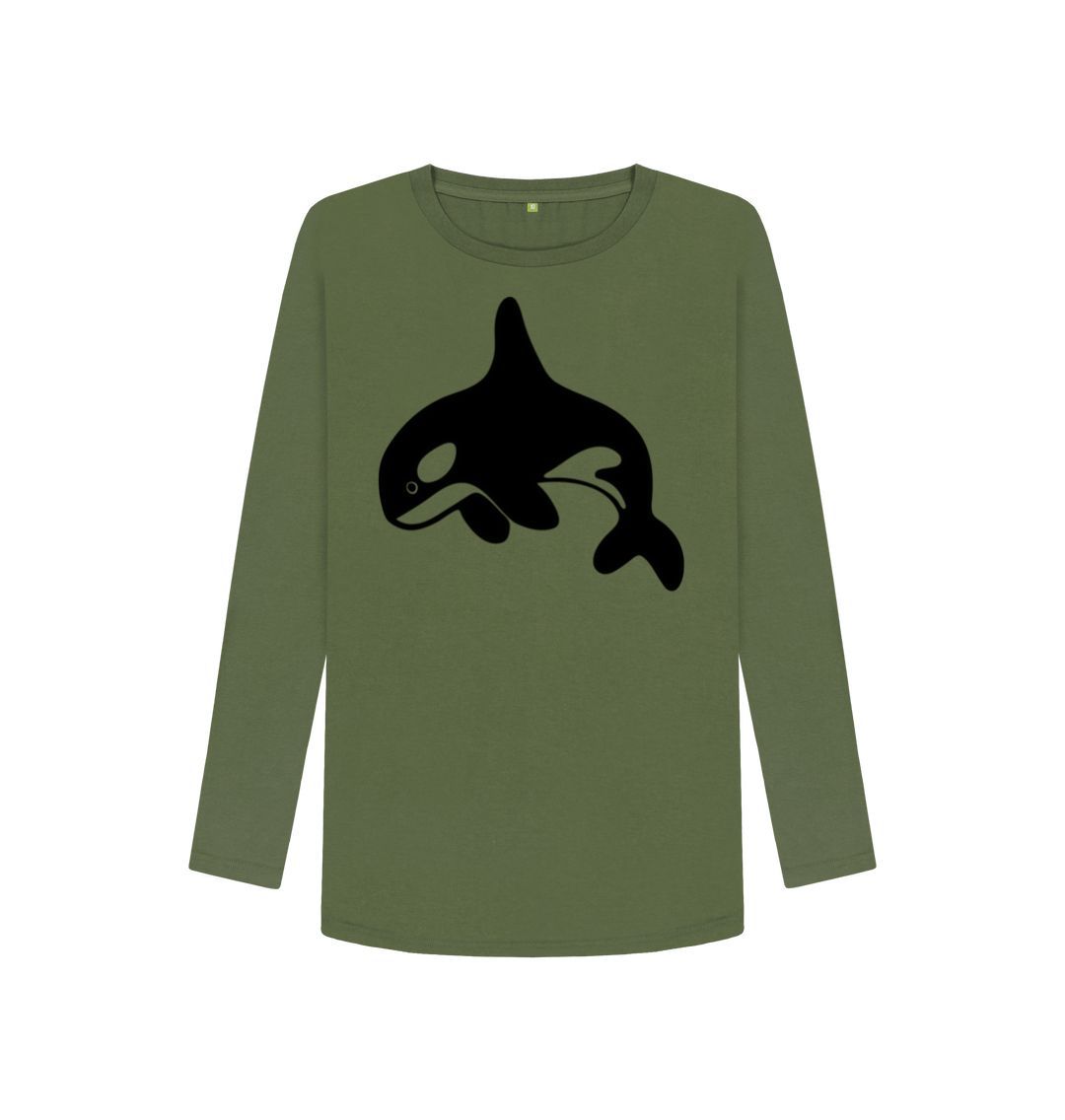 Khaki Orca Women's Long Sleeve T-Shirt