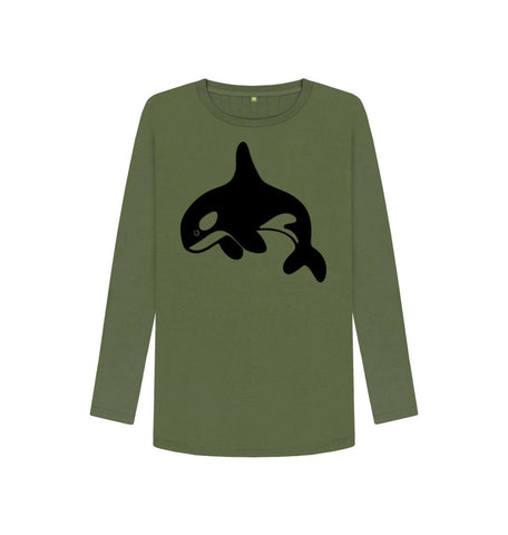 Khaki Orca Women's Long Sleeve T-Shirt