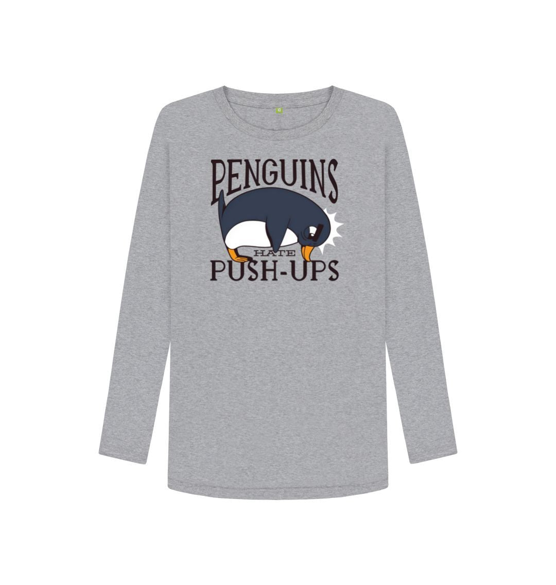 Athletic Grey Penguins Hate Push-Ups Women's Long Sleeve T-Shirt