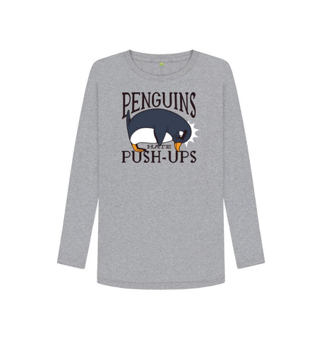 Athletic Grey Penguins Hate Push-Ups Women's Long Sleeve T-Shirt