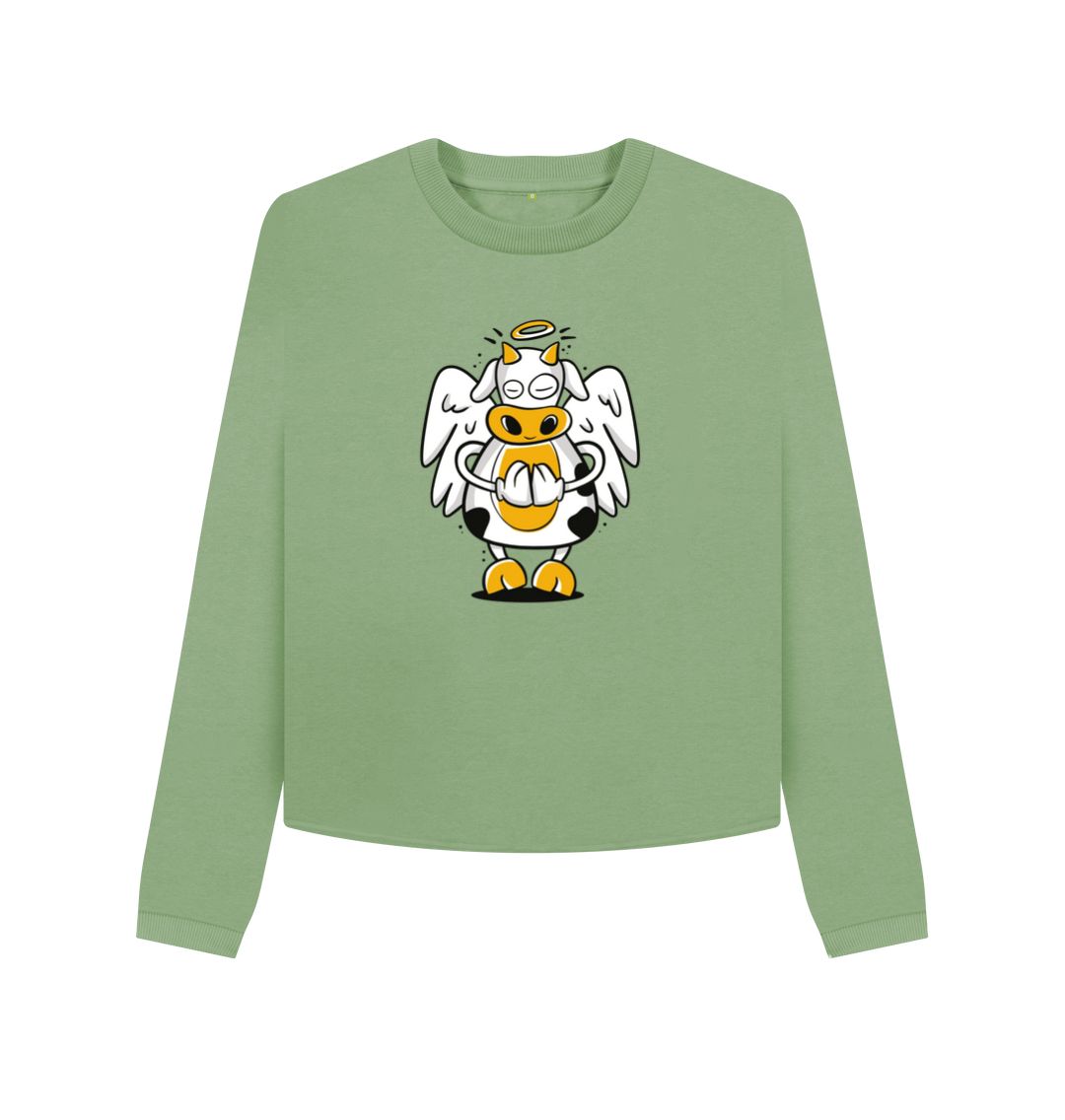 Sage Angelic Cow Women's Boxy Jumper