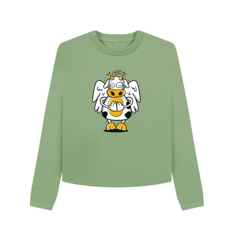 Sage Angelic Cow Women's Boxy Jumper