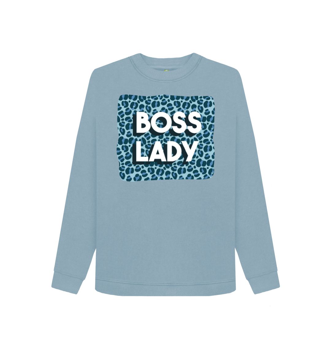 Stone Blue Boss Lady Women's Crewneck Sweater