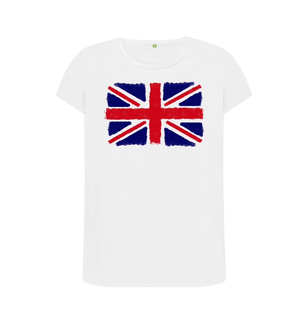 White Union Jack Women's Crew Neck T-Shirt