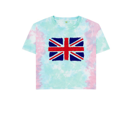 Pastel Tie Dye Union Jack Women's Boxy Tee