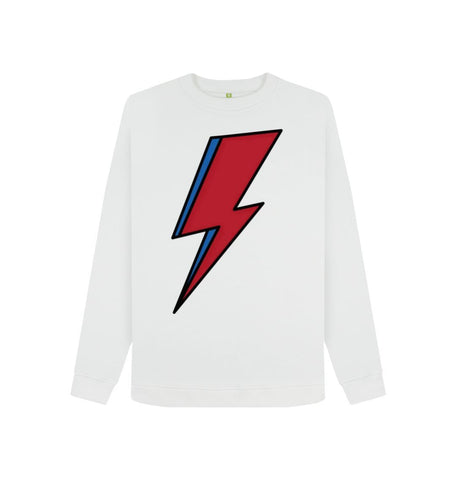 White Lightning Bolt Women's Crewneck Sweater