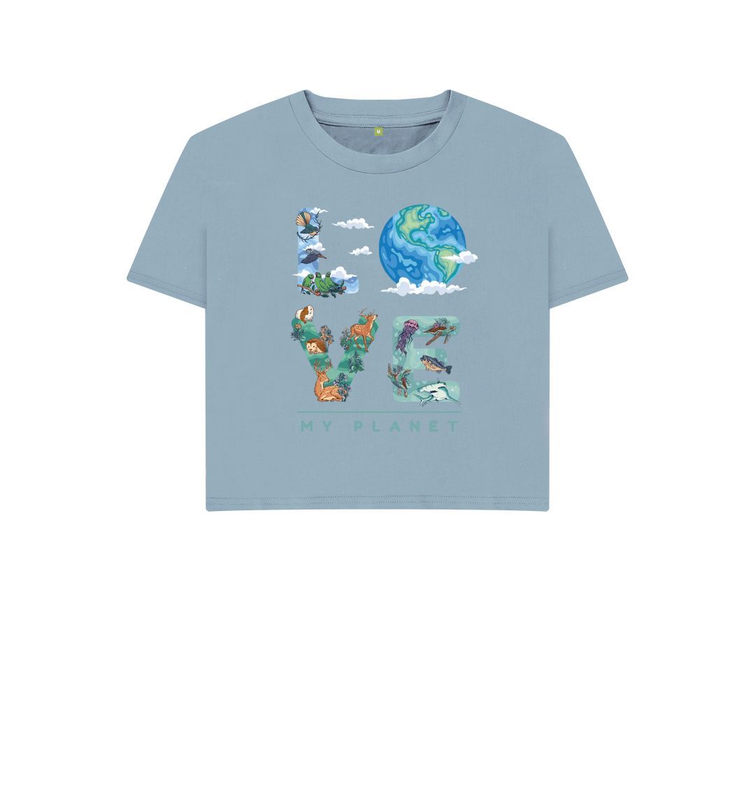 Stone Blue Love My Planet Women's Boxy Tee