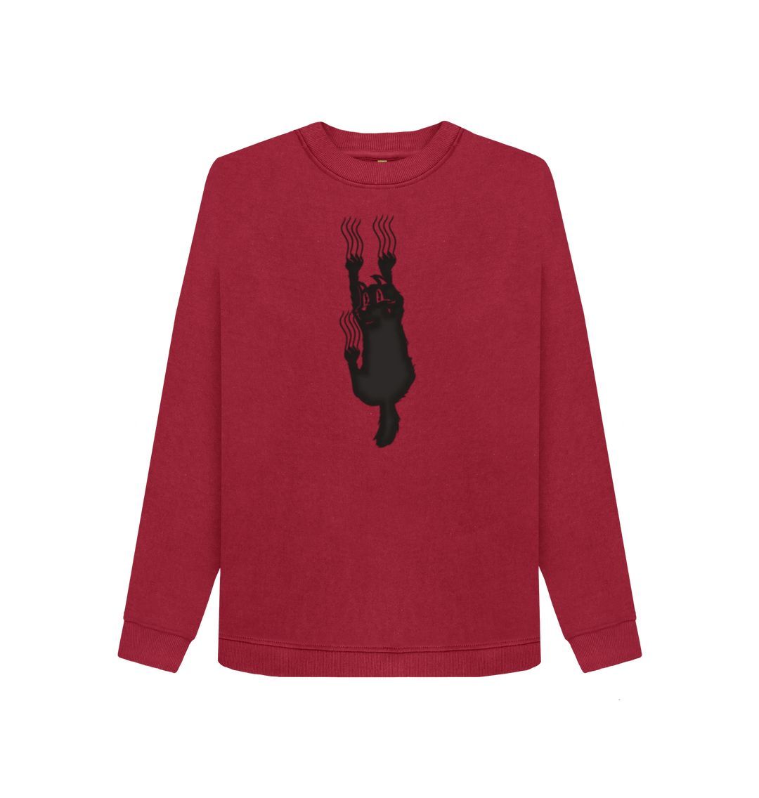 Cherry Hang In There Cat Women's Crewneck Sweater