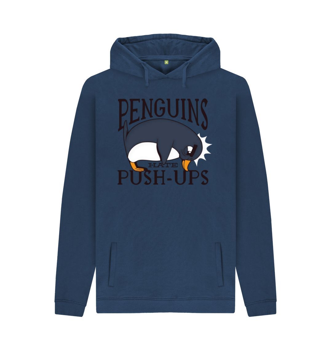 Navy Penguins Hate Push-Ups Men's Pullover Hoodie