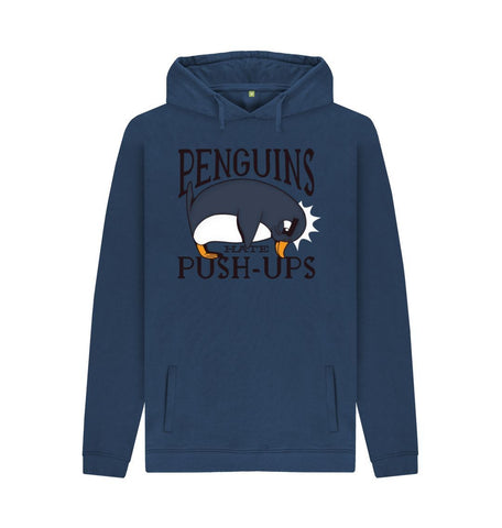 Navy Penguins Hate Push-Ups Men's Pullover Hoodie