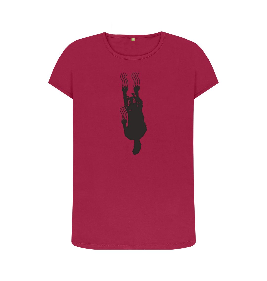 Cherry Hang In There Cat Women's Crew Neck T-Shirt