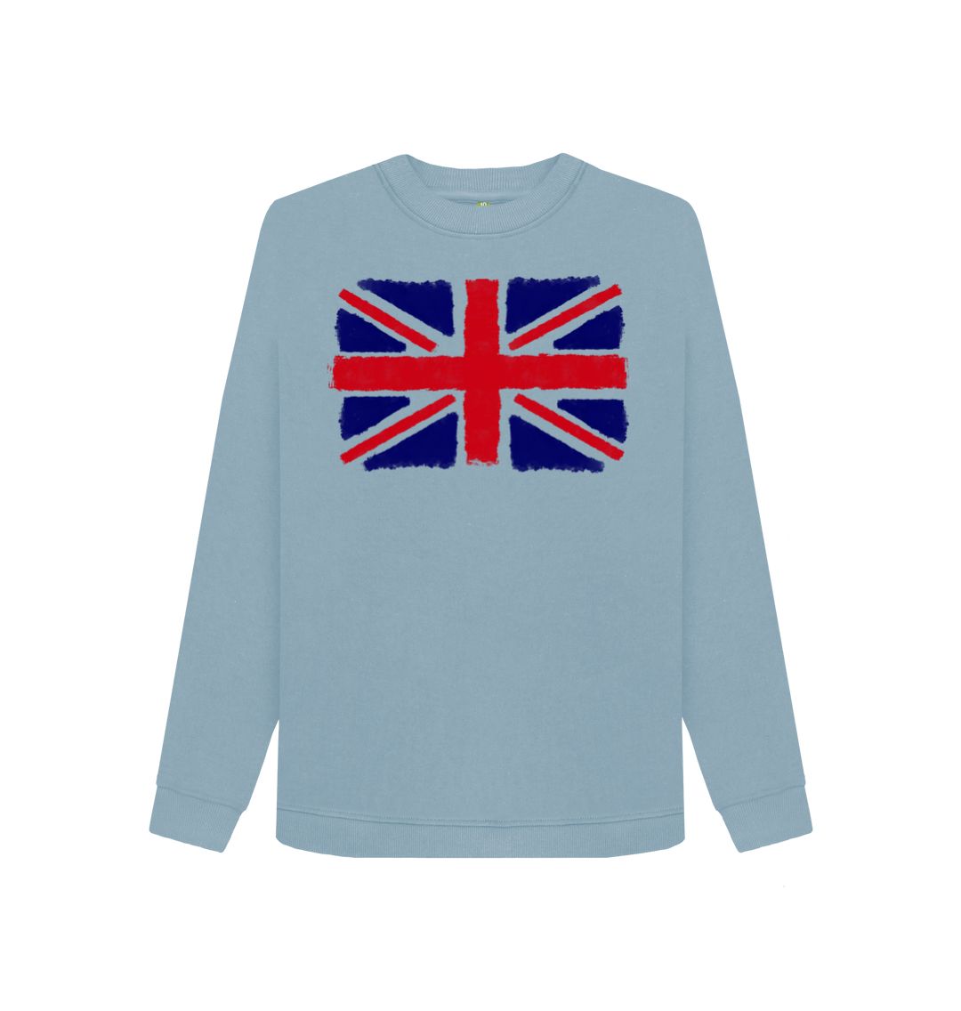 Stone Blue Union Jack Women's Crewneck Sweater