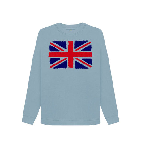 Stone Blue Union Jack Women's Crewneck Sweater