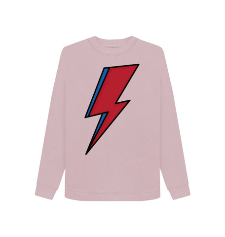 Mauve Lightning Bolt Women's Crewneck Sweater