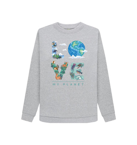 Light Heather Love My Planet Women's Crewneck Sweater