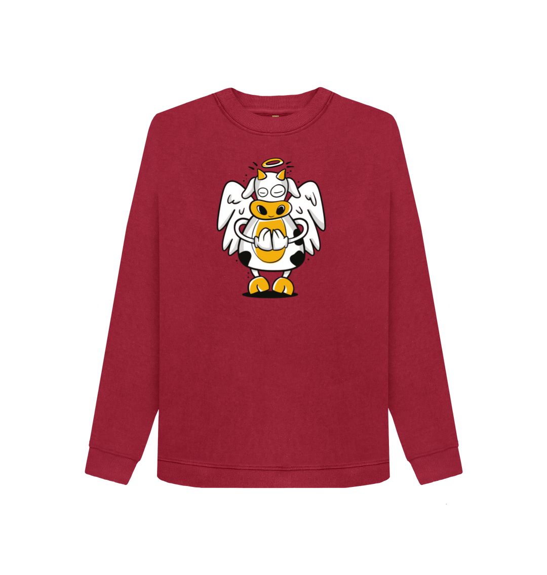 Cherry Angelic Cow Women's Crewneck Sweater
