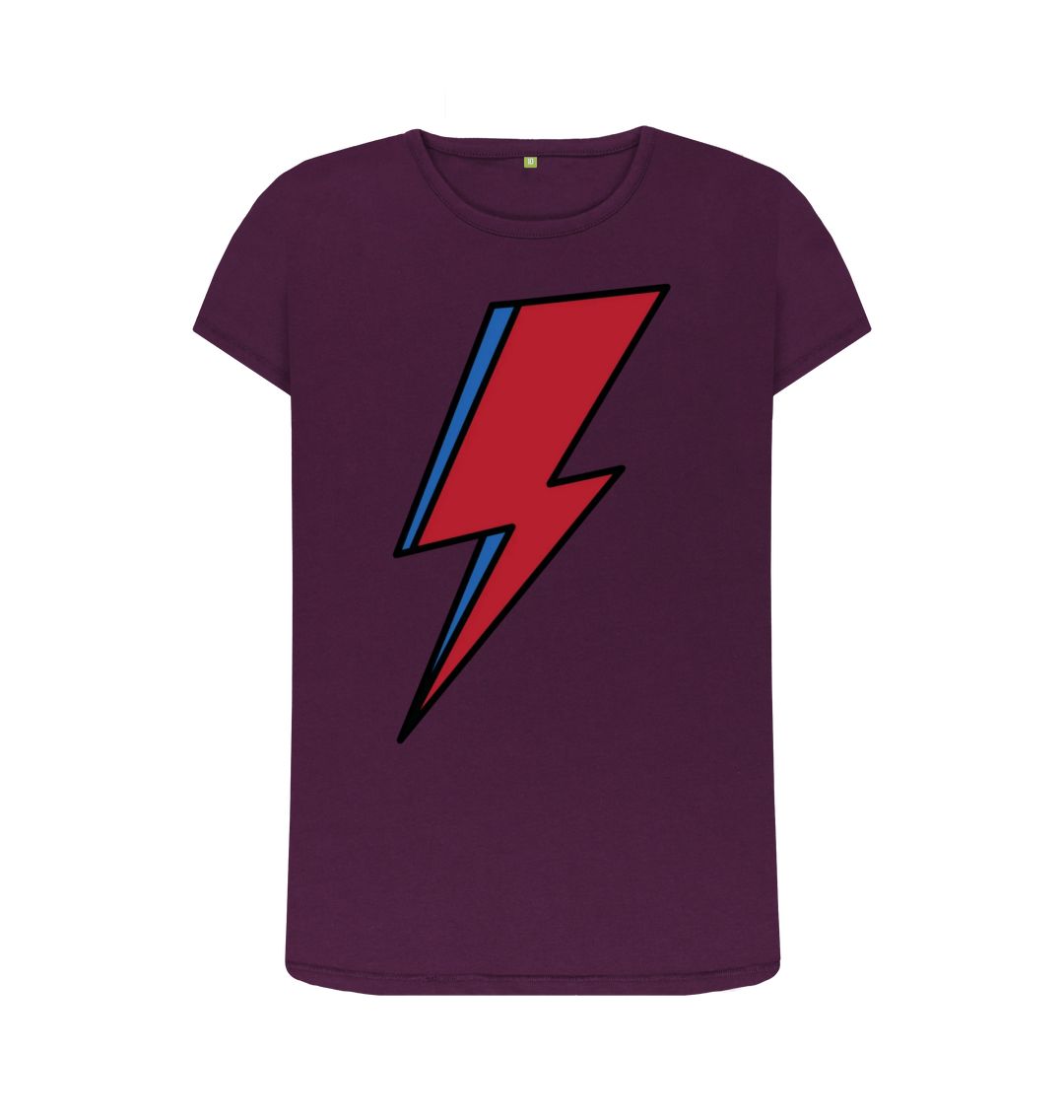 Purple Lightning Bolt Women's Crew Neck T-Shirt