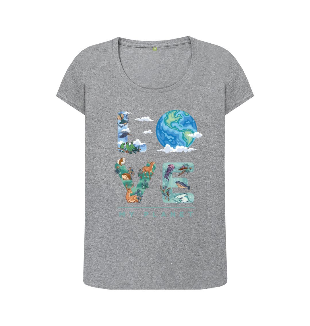 Athletic Grey Love My Planet Women's Scoop Neck T-shirt