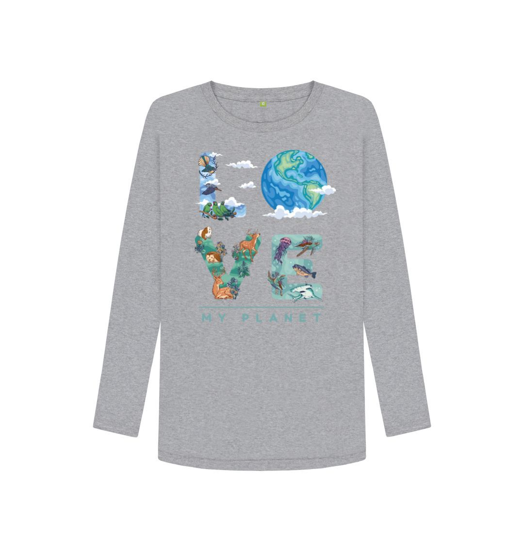 Athletic Grey Love My Planet Women's Long Sleeve T-shirt