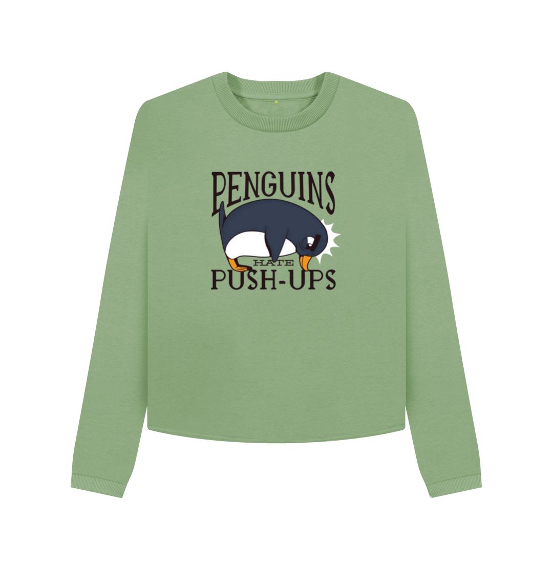Sage Penguins Hate Push-Ups Women's Boxy Jumper