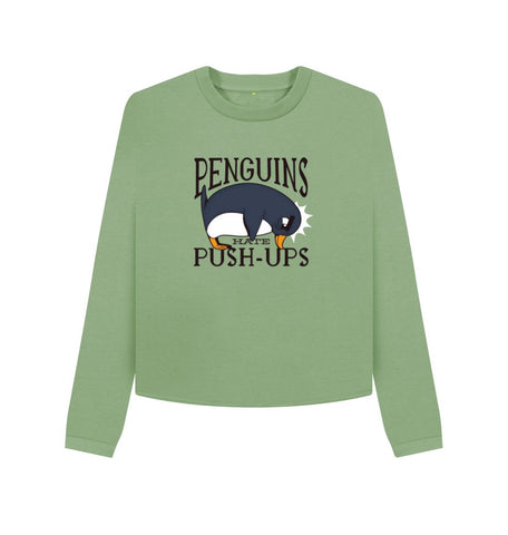 Sage Penguins Hate Push-Ups Women's Boxy Jumper