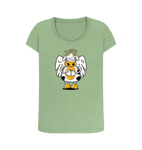 Sage Angelic Cow Women's Scoop Neck T-Shirt