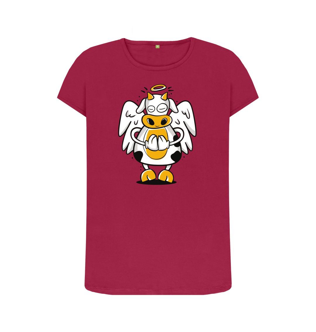Cherry Angelic Cow Women's Crew Neck T-Shirt