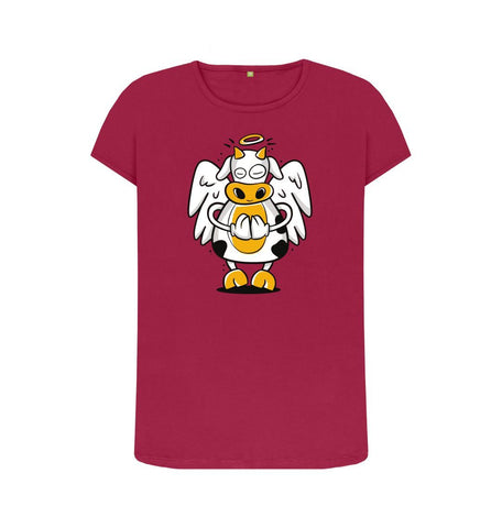 Cherry Angelic Cow Women's Crew Neck T-Shirt