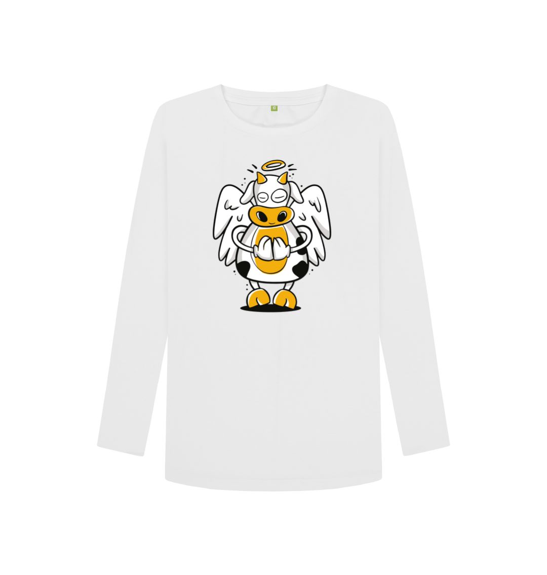 White Angelic Cow Women's Long Sleeve T-Shirt