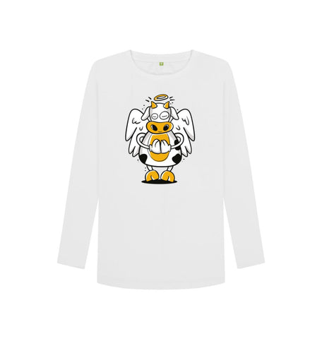 White Angelic Cow Women's Long Sleeve T-Shirt