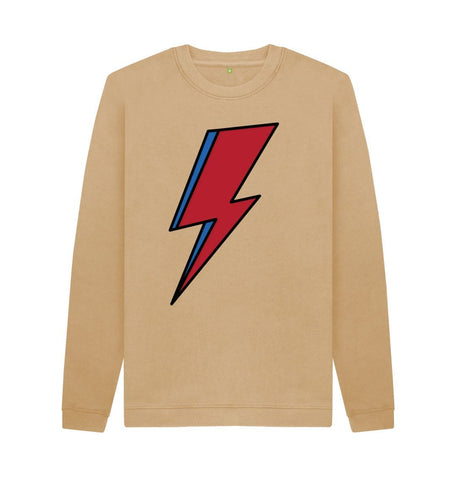 Sand Lightning Bolt Men's Crew Neck Sweater