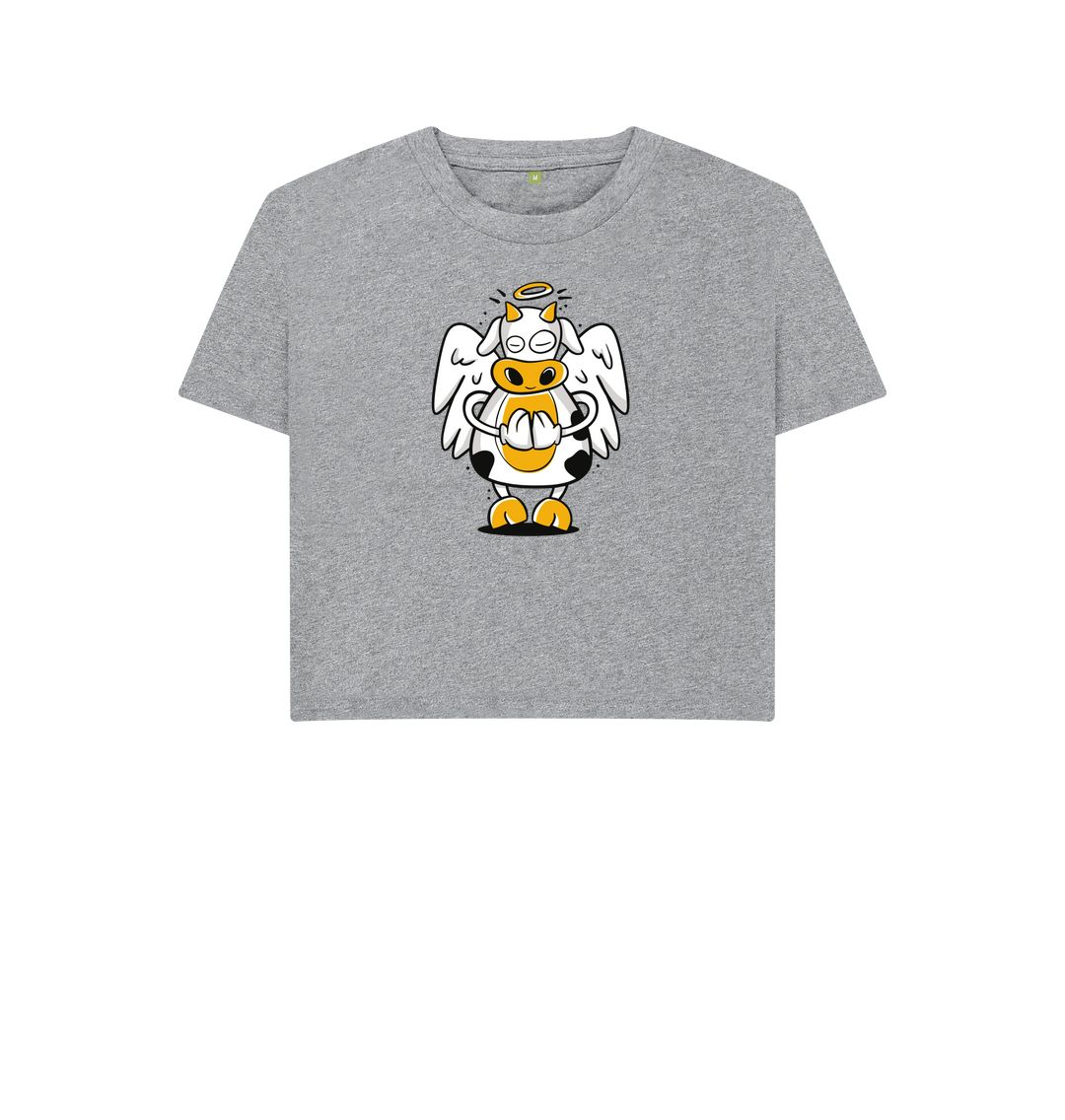 Athletic Grey Angelic Cow Women's Boxy Tee