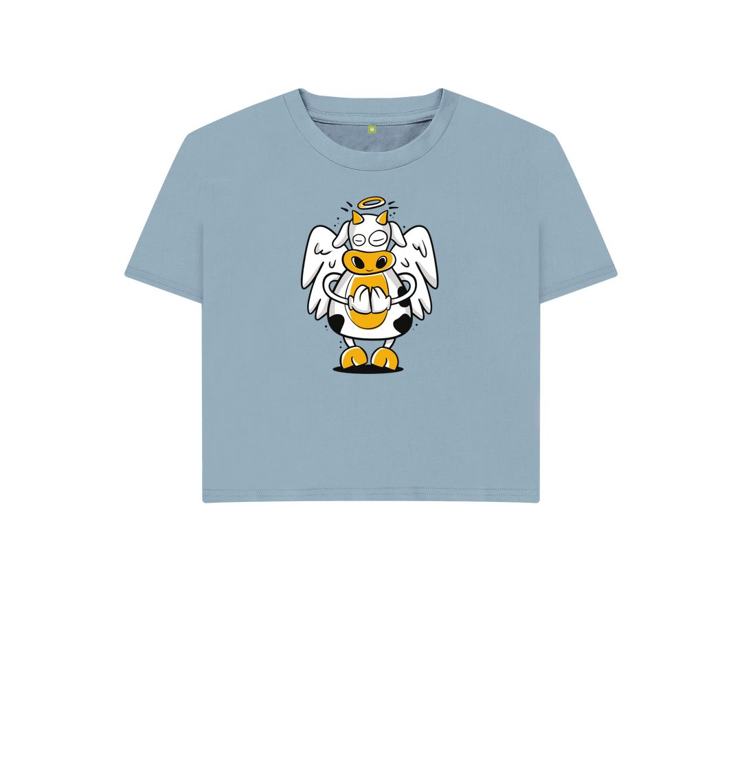 Stone Blue Angelic Cow Women's Boxy Tee