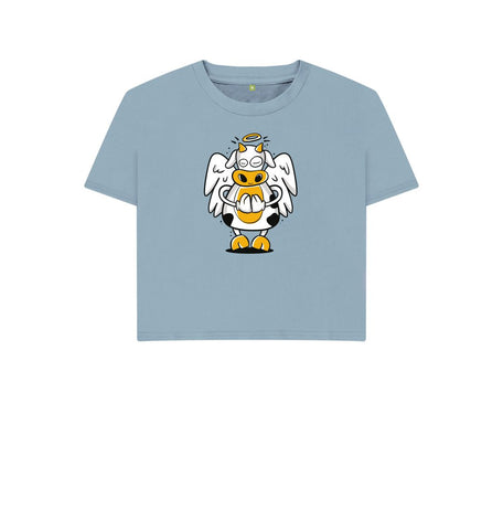 Stone Blue Angelic Cow Women's Boxy Tee