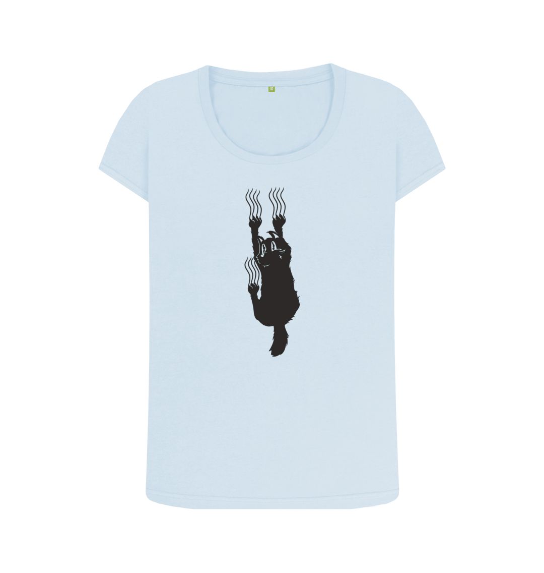 Sky Blue Hang In There Cat Women's Scoop Neck T-Shirt