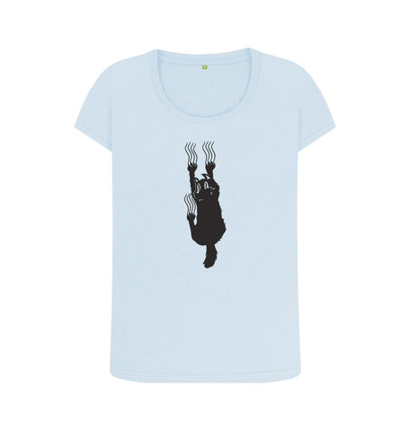 Sky Blue Hang In There Cat Women's Scoop Neck T-Shirt