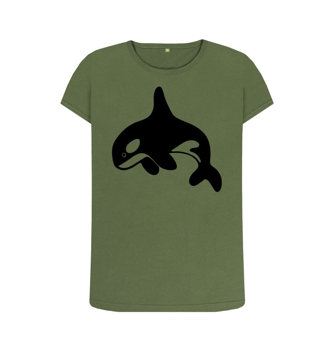 Khaki Orca Women's Crew Neck T-Shirt