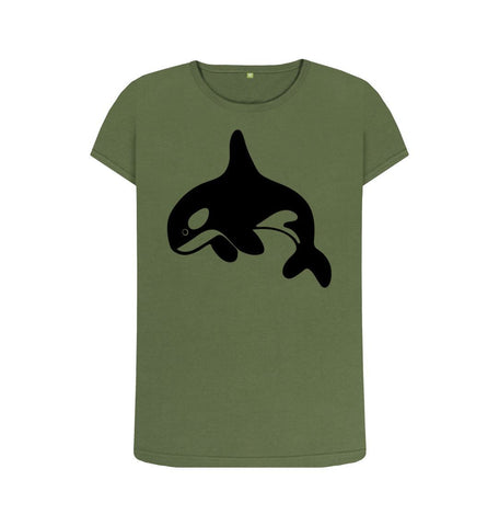 Khaki Orca Women's Crew Neck T-Shirt