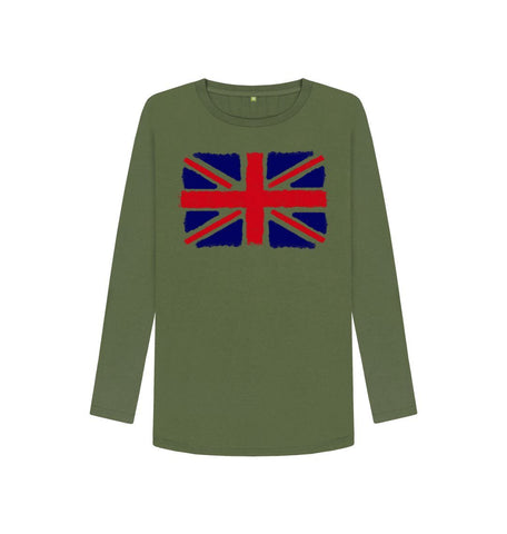 Khaki Union Jack Women's Long Sleeve T-Shirt