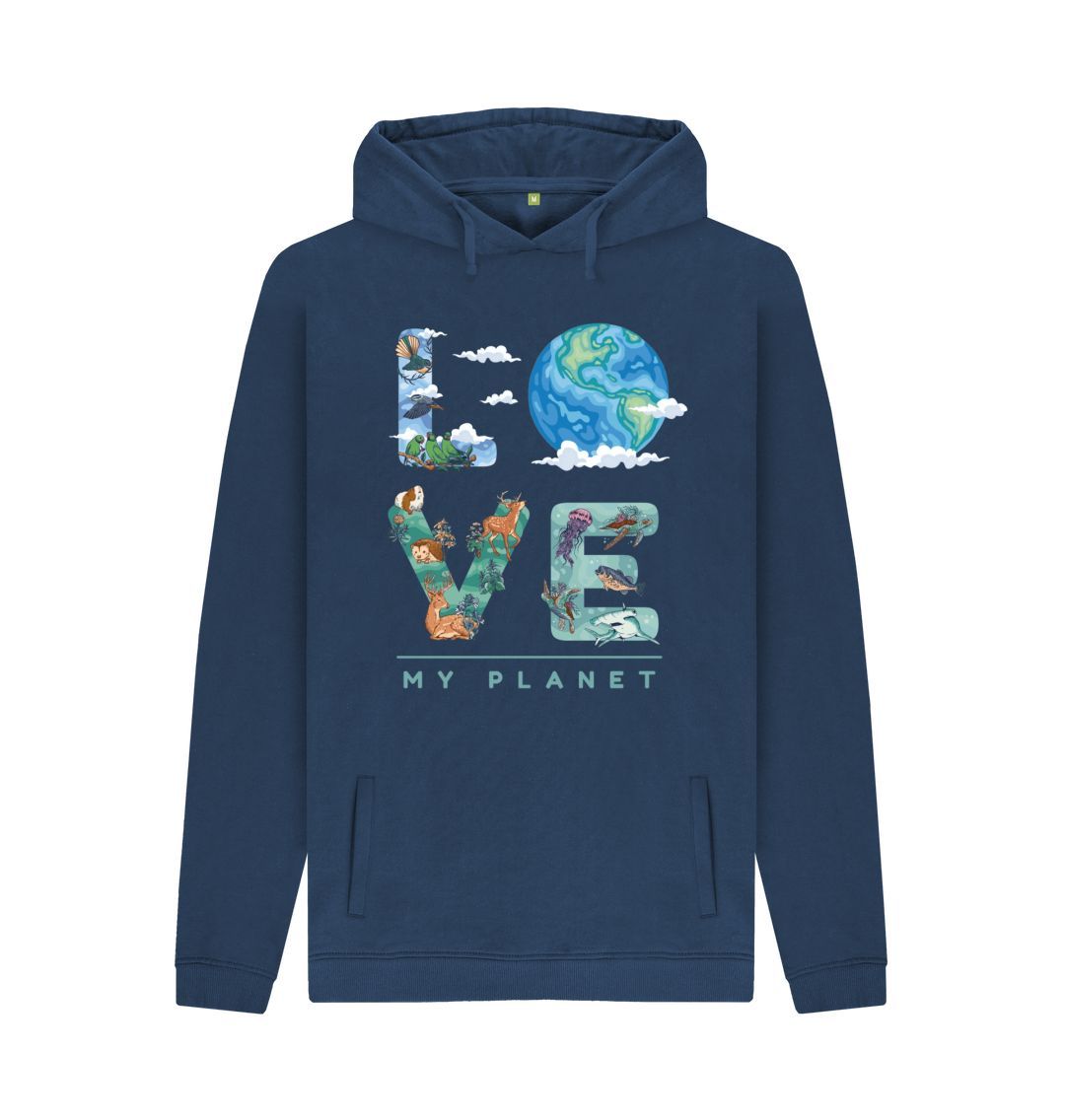 Navy Love My Planet Men's Pullover Hoodie