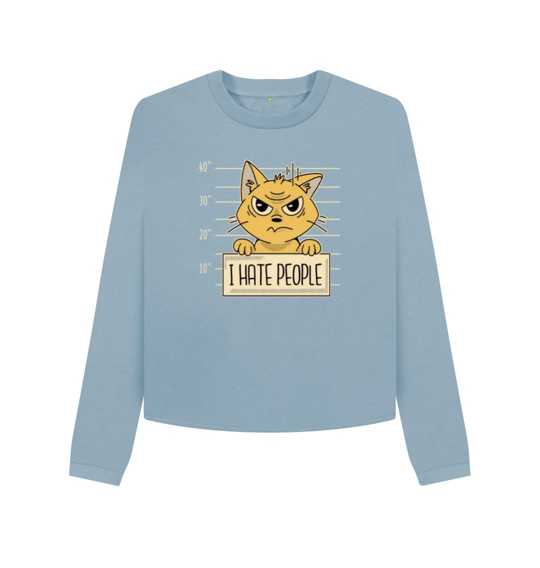 Stone Blue I Hate People Women's Boxy Jumper