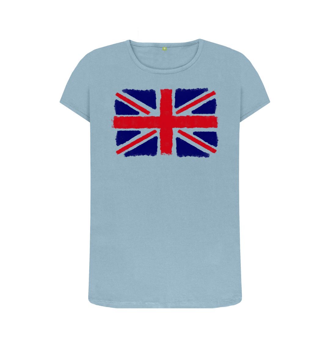 Stone Blue Union Jack Women's Crew Neck T-Shirt