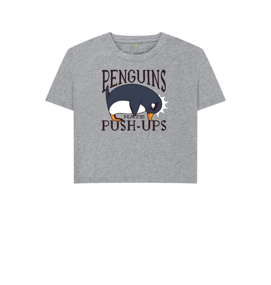 Athletic Grey Penguins Hate Push-Ups Women's Boxy Tee