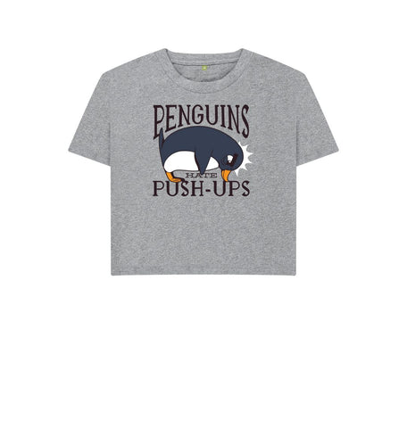 Athletic Grey Penguins Hate Push-Ups Women's Boxy Tee